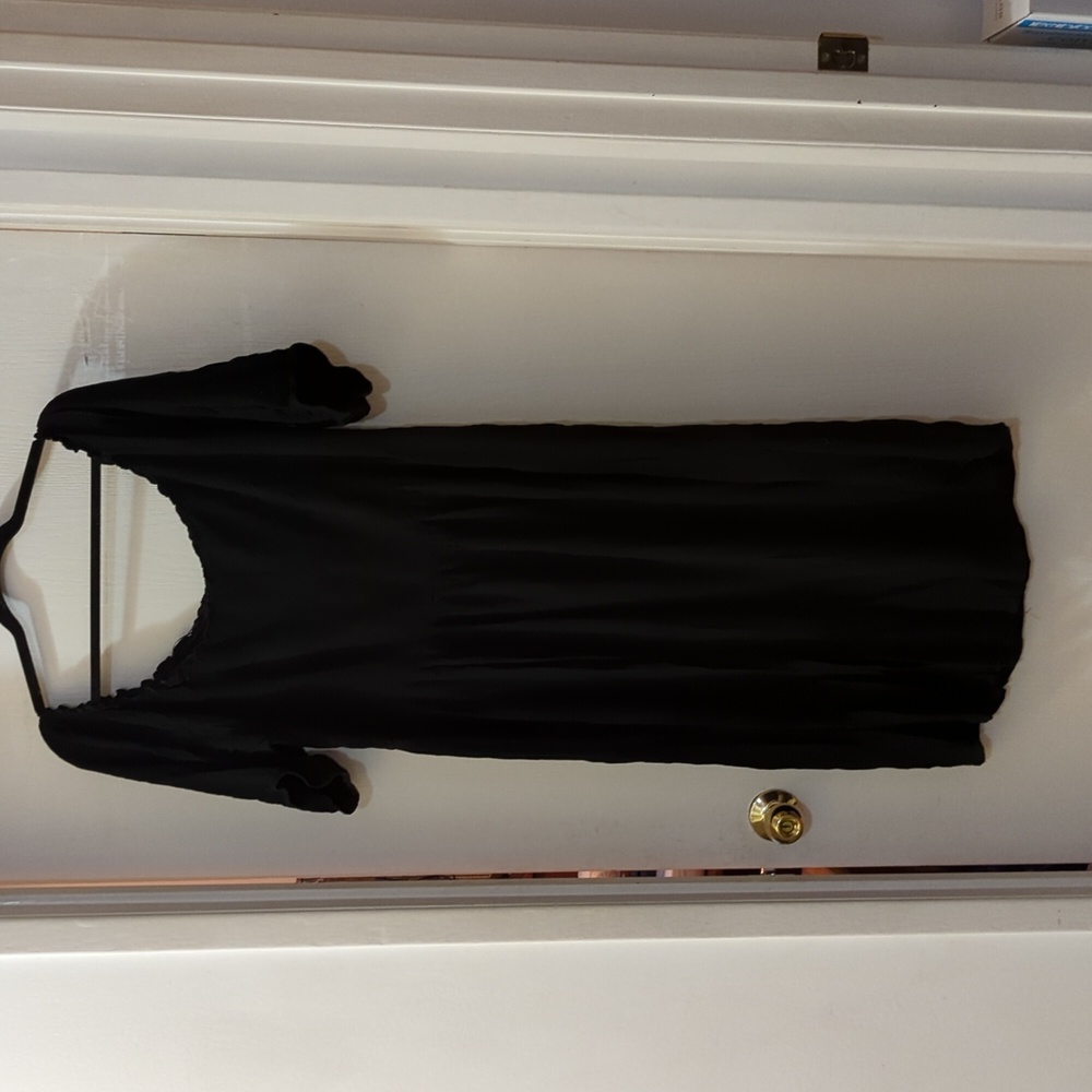 City Chic Smocked Top Crinkle Black Midi Dress